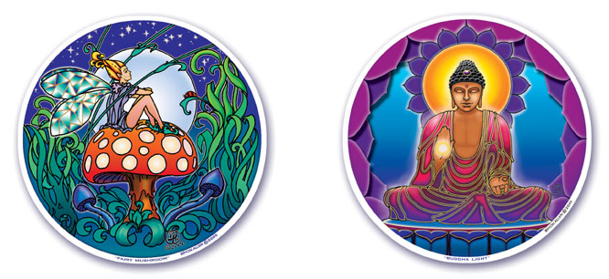 Fairy Mushroom and Buddha Light Window Stickers