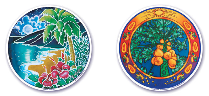 Maui Moon and Papaya Sunrise Window Stickers