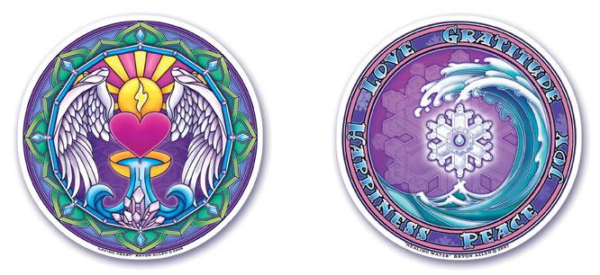 Window sticker decal Mandala Arts HEALING WATERS  4.5” Circular,translucent. 