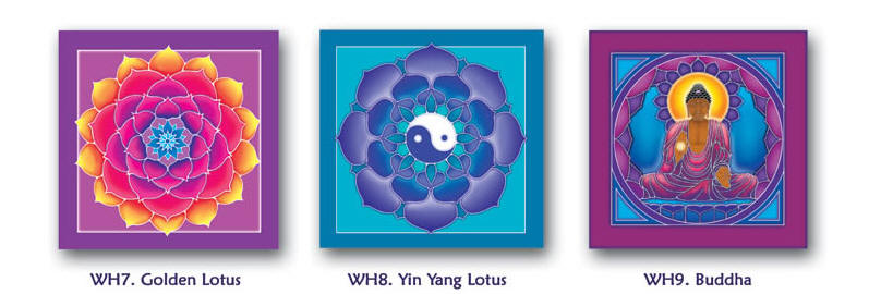 Wallhangings Golden Lotus, Yin Yang Lotus and Buddha